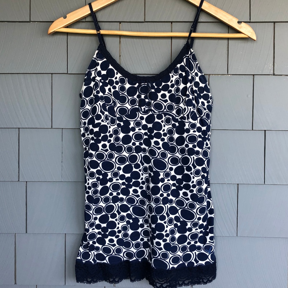 AEO Navy Polk Dot Camisole w/Lace Details Size M